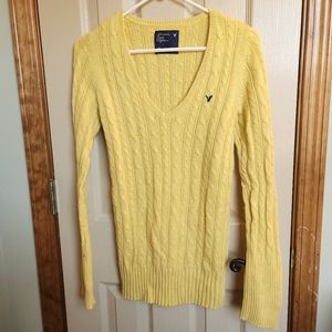 American Eagle Outfitters classic cable knit sweater daisy yellow sz Large